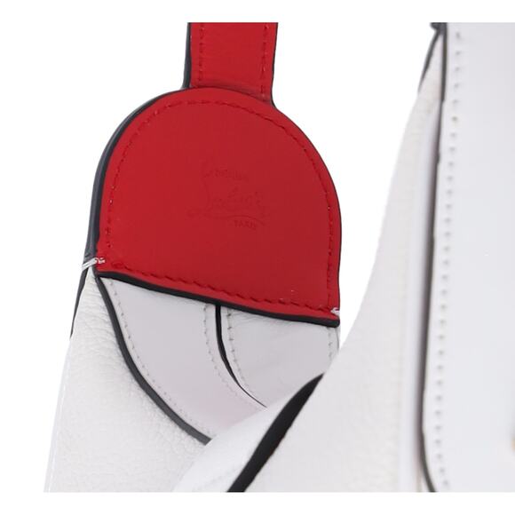 Christian Louboutin Carasky Mini Shoulder Bag White Pebbled Leather - Picture 9 of 11